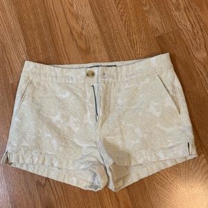 ABERCROMBIE & FITCH Womens Embroidered Rose Ivory Gold Sparkle Shorts Size 0